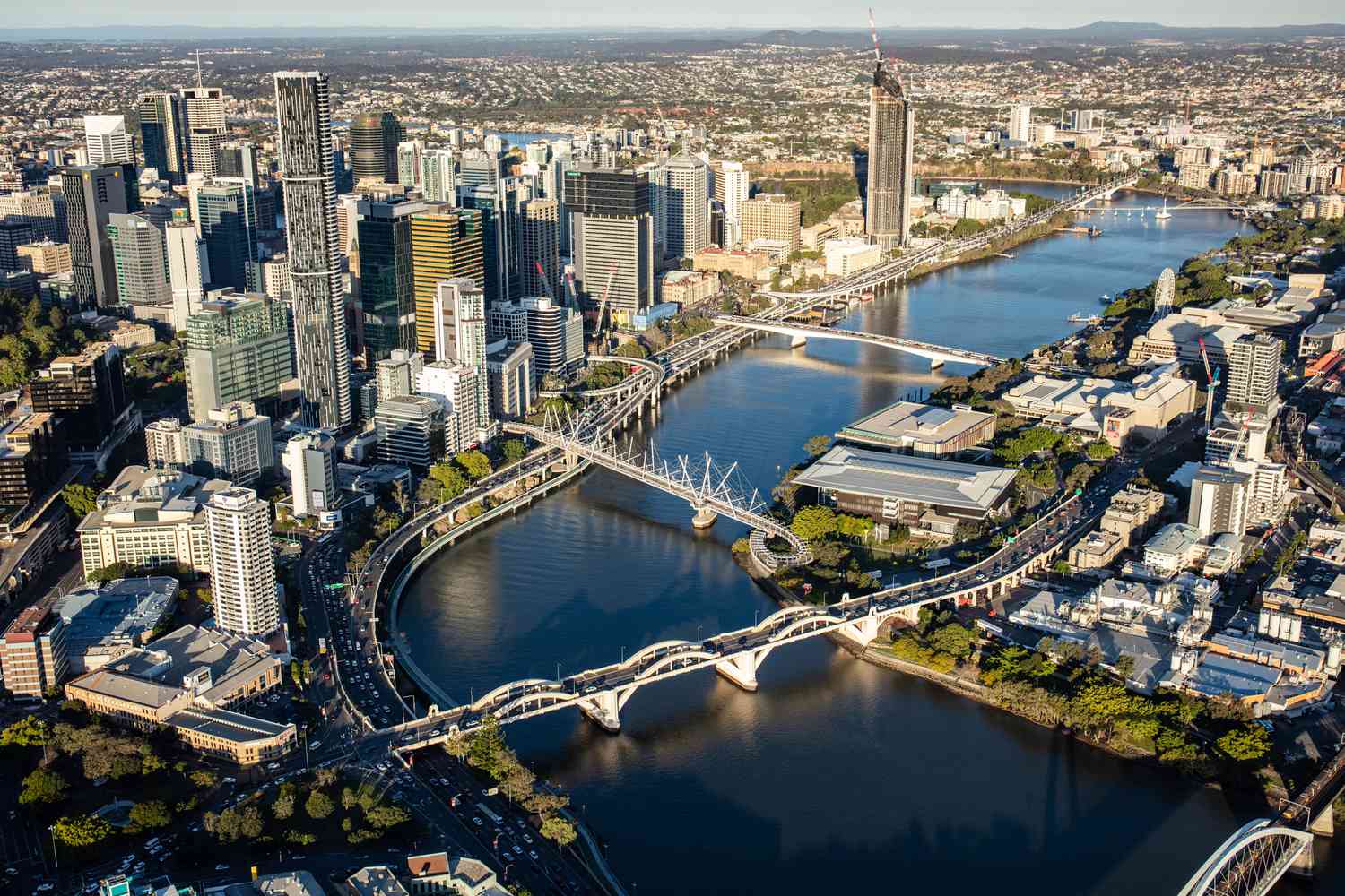 Aerial view of Brisbane's skyline in Queensland.