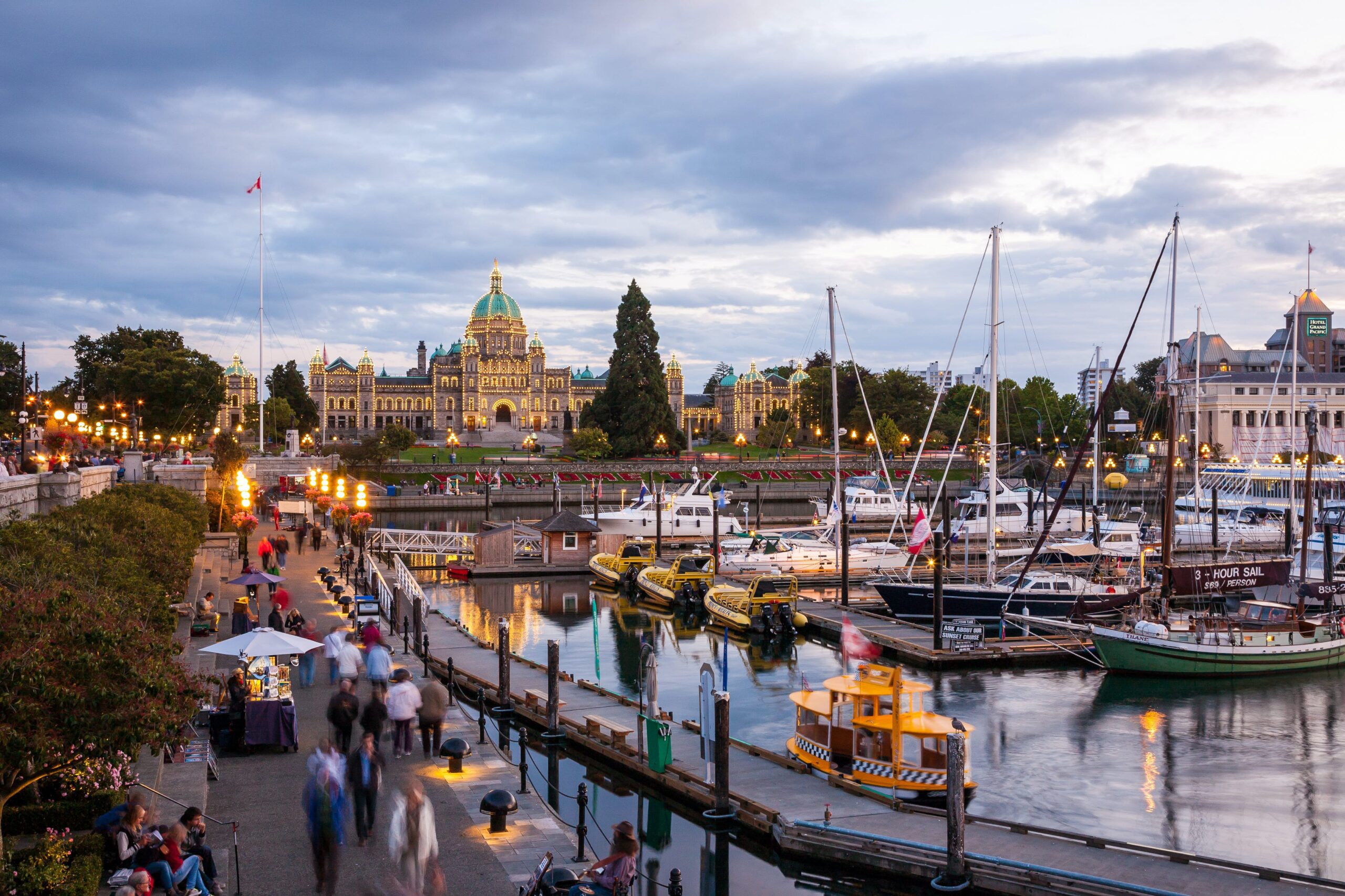The city of Vancouver, a popular tourist destination, with a view of Victoria.