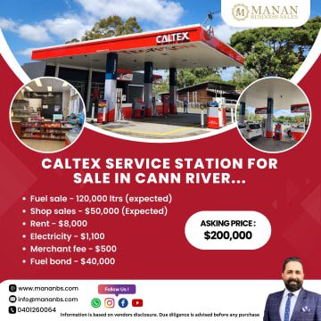 Caltex service station for sale: A commercial property with the iconic Caltex branding, available for purchase.