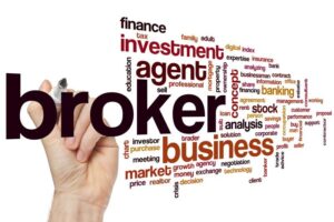 Visualization of business broker services through a word cloud concept.