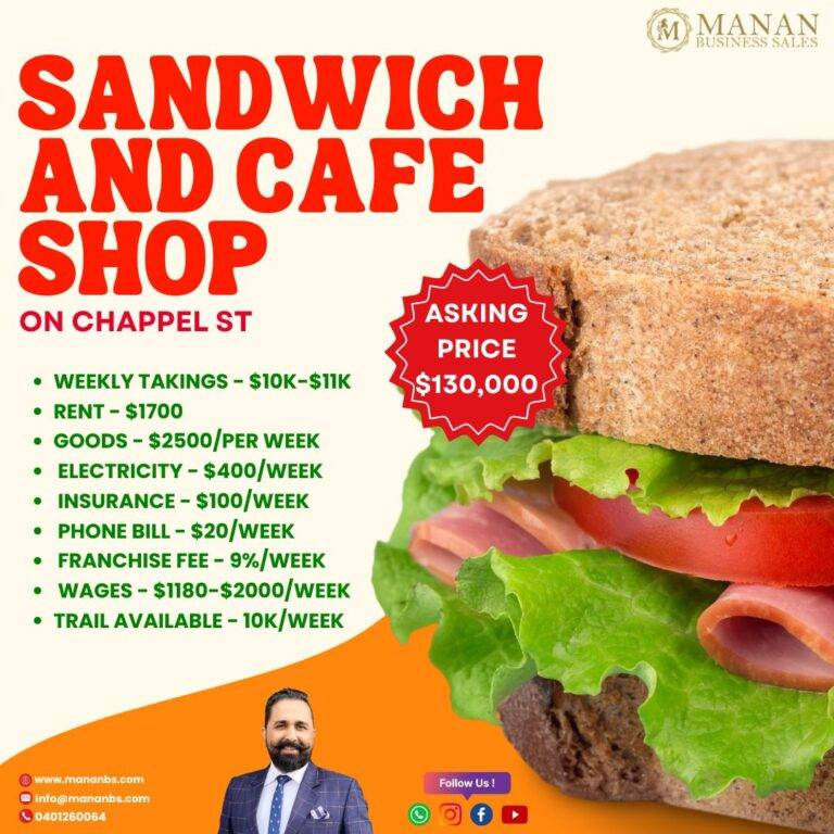 sandwich and coffee shop for sale