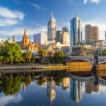 A view of the Melbourne skyline during the day from across the Yarra River