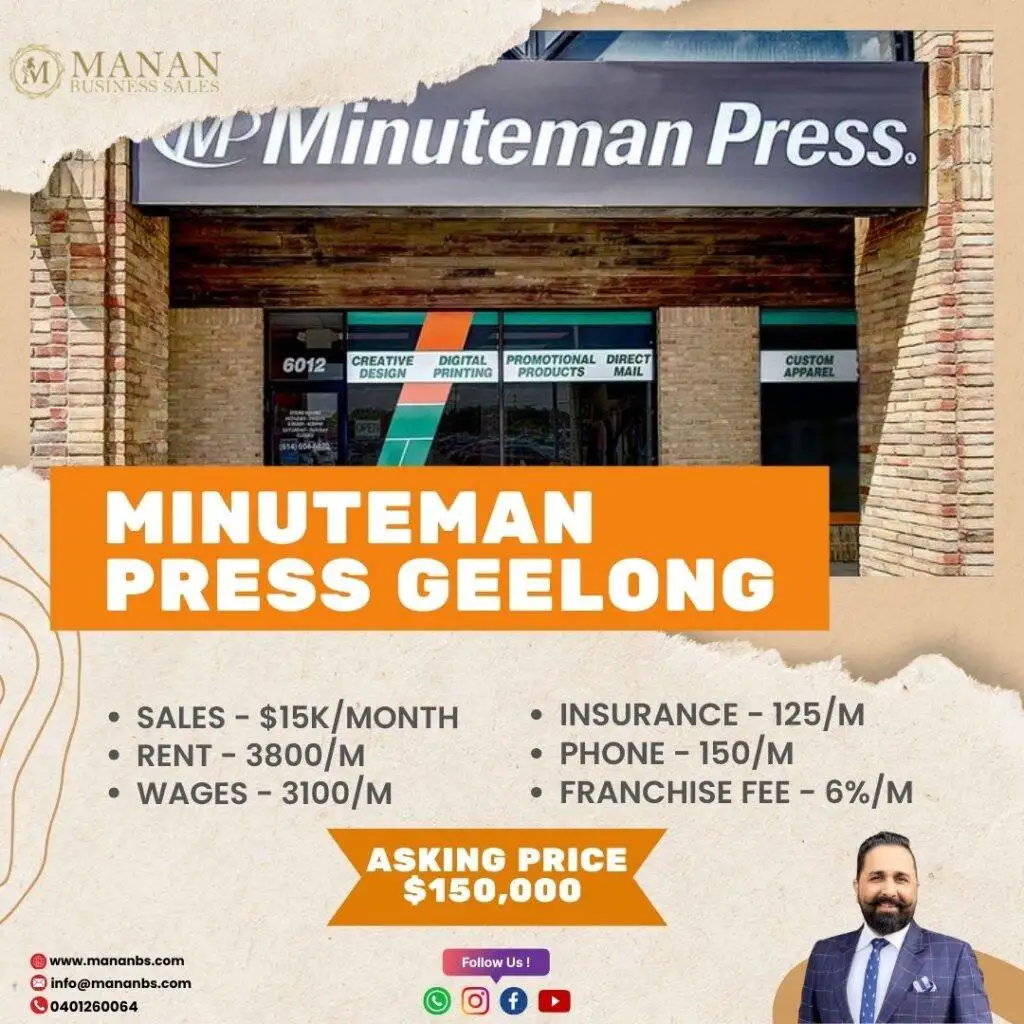A promotional flyer for Minuteman Press Geelong