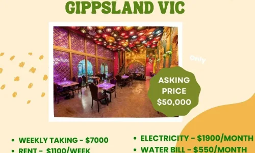 A promotional flyer for Indian Restaurant for sale in Gippsland Victoria