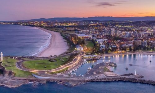 Sun setting over the city of Wollongong.
